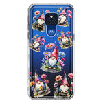 Motorola Moto G Play 2021 Cute Pink Purple Cosmos Flowers Gnomes Spring Floral Double Layer Phone Case Cover