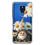 Motorola Moto G Play 2021 Cute Gnome White Daisy Flowers Floral Hybrid Protective Phone Case Cover