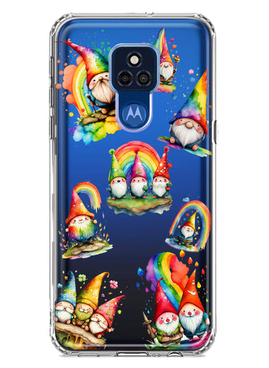 Motorola Moto G Play 2021 Colorful Neon Glow Rainbow Gnomes Painting Hybrid Protective Phone Case Cover