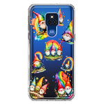 Motorola Moto G Play 2021 Colorful Neon Glow Rainbow Gnomes Painting Hybrid Protective Phone Case Cover