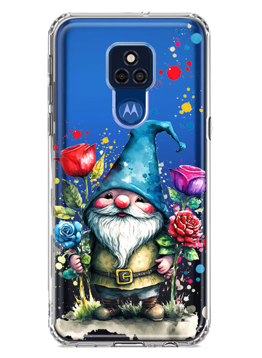 Motorola Moto G Play 2021 Gnome Red Purple Blue Roses Garden Hybrid Protective Phone Case Cover