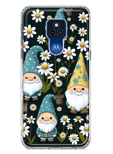 Motorola Moto G Play 2021 Cute White Daisies Gnomes Flowers Floral Double Layer Phone Case Cover