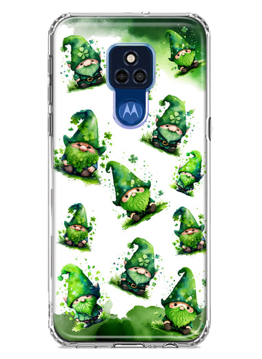 Motorola Moto G Play 2021 Gnomes Shamrock Lucky Green Clover St. Patrick Hybrid Protective Phone Case Cover