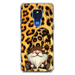 Motorola Moto G Play 2021 Gnome Sunflower Leopard Hybrid Protective Phone Case Cover