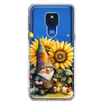 Motorola Moto G Play 2021 Cute Gnome Sunflowers Clear Hybrid Protective Phone Case Cover