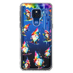 Motorola Moto G Play 2021 Neon Water Painting Colorful Splash Gnomes Hybrid Protective Phone Case Cover