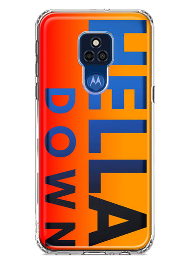 Motorola Moto G Play 2021 Orange Clear Funny Text Quote Hella Down Hybrid Protective Phone Case Cover