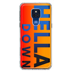 Motorola Moto G Play 2021 Orange Clear Funny Text Quote Hella Down Hybrid Protective Phone Case Cover