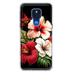 Motorola Moto G Play 2021 Pink Red Hibiscus Wild Flowers Floral Hybrid Protective Phone Case Cover