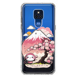 Motorola Moto G Play 2021 Kawaii Manga Pink Cherry Blossom Fuji Mountain Mochi Girl Hybrid Protective Phone Case Cover