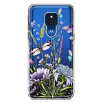 Motorola Moto G Play 2021 Lavender Dragonfly Butterflies Spring Flowers Hybrid Protective Phone Case Cover