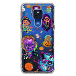 Motorola Moto G Play 2021 Cute Halloween Spooky Horror Scary Neon Characters Hybrid Protective Phone Case Cover