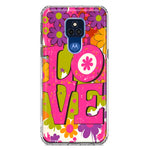 Motorola Moto G Play 2021 Pink Daisy Love Graffiti Painting Art Hybrid Protective Phone Case Cover