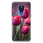 Motorola Moto G Play 2021 Pink Tulip Flowers Floral Hybrid Protective Phone Case Cover