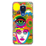 Motorola Moto G Play 2021 Neon Rainbow Psychedelic Trippy Hippie DaydreamHybrid Protective Phone Case Cover