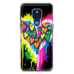 Motorola Moto G Play 2021 Colorful Rainbow Hearts Love Graffiti Painting Hybrid Protective Phone Case Cover