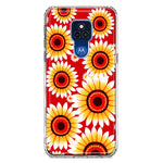 Motorola Moto G Play 2021 Yellow Sunflowers Polkadot on Red Double Layer Phone Case Cover