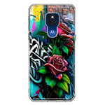 Motorola Moto G Play 2021 Red Roses Graffiti Painting Art Hybrid Protective Phone Case Cover