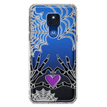 Motorola Moto G Play 2021 Halloween Skeleton Heart Hands Spooky Spider Web Hybrid Protective Phone Case Cover