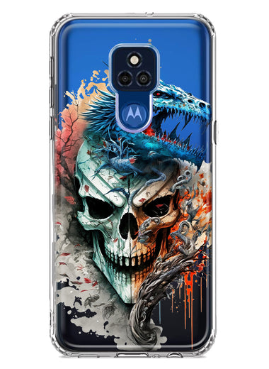 Motorola Moto G Play 2021 Fantasy Blue Dragon Dream Skull Double Layer Phone Case Cover