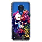 Motorola Moto G Play 2021 Fantasy Skull Red Purple Roses Hybrid Protective Phone Case Cover