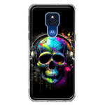 Motorola Moto G Play 2021 Fantasy Skull Headphone Colorful Pop Art Hybrid Protective Phone Case Cover