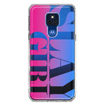 Motorola Moto G Play 2021 Pink Blue Clear Funny Text Quote Slay Girl Hybrid Protective Phone Case Cover