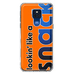 Motorola Moto G Play 2021 Orange Clear Funny Text Quote Snack Hybrid Protective Phone Case Cover