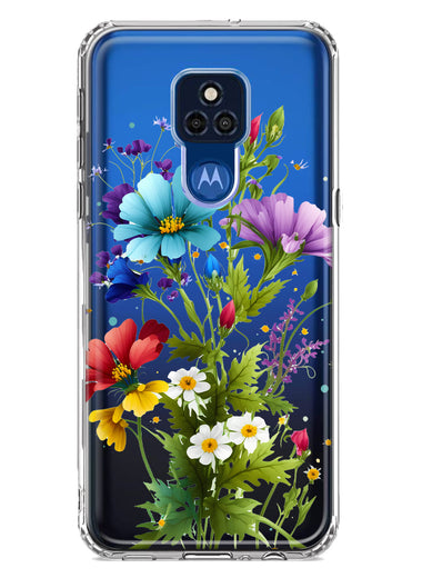 Motorola Moto G Play 2021 Purple Yellow Red Spring Flowers Floral Hybrid Protective Phone Case Cover
