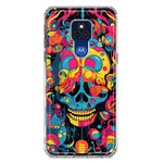 Motorola Moto G Play 2021 Psychedelic Trippy Death Skull Pop Art Hybrid Protective Phone Case Cover