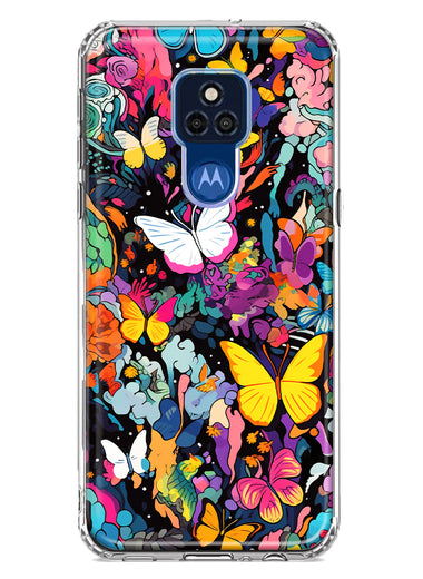 Motorola Moto G Play 2021 Psychedelic Trippy Butterflies Pop Art Hybrid Protective Phone Case Cover