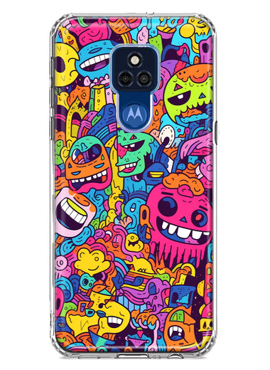 Motorola Moto G Play 2021 Psychedelic Trippy Happy Characters Pop Art Hybrid Protective Phone Case Cover