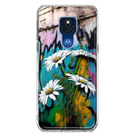 Motorola Moto G Play 2021 White Daisies Graffiti Wall Art Painting Hybrid Protective Phone Case Cover