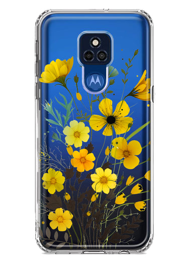 Motorola Moto G Play 2021 Yellow Summer Flowers Floral Hybrid Protective Phone Case Cover