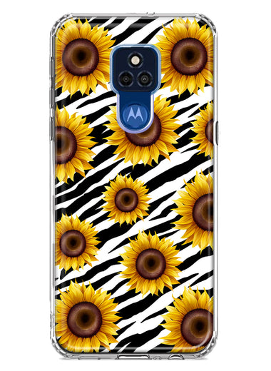 Motorola Moto G Play 2021 White Zebra Sunflowers Polkadots Double Layer Phone Case Cover