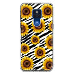 Motorola Moto G Play 2021 White Zebra Sunflowers Polkadots Double Layer Phone Case Cover