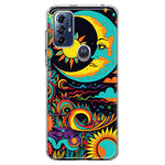Motorola Moto G Play 2023 Neon Rainbow Psychedelic Indie Hippie Indie Moon Hybrid Protective Phone Case Cover