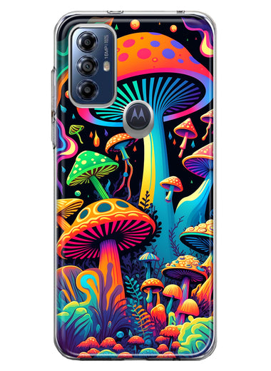 Motorola Moto G Play 2023 Neon Rainbow Psychedelic Indie Hippie Mushrooms Hybrid Protective Phone Case Cover