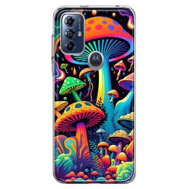 Motorola Moto G Play 2023 Neon Rainbow Psychedelic Indie Hippie Mushrooms Hybrid Protective Phone Case Cover