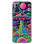 Motorola Moto G Play 2023 Neon Rainbow Psychedelic UFO Alien Planet Hybrid Protective Phone Case Cover
