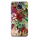 Motorola Moto G Power 2021 Leopard Tropical Flowers Vacation Dreams Hibiscus Floral Hybrid Protective Phone Case Cover