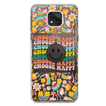Motorola Moto G Power 2021 Choose Happy Smiley Face Retro Vintage Groovy 70s Style Hybrid Protective Phone Case Cover