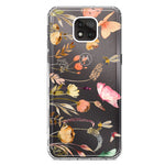 Motorola Moto G Power 2021 Peach Meadow Wildflowers Butterflies Bees Watercolor Floral Hybrid Protective Phone Case Cover