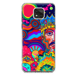 Motorola Moto G Power 2021 Neon Rainbow Psychedelic Indie Hippie Indie King Hybrid Protective Phone Case Cover