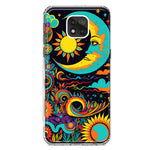 Motorola Moto G Power 2021 Neon Rainbow Psychedelic Indie Hippie Indie Moon Hybrid Protective Phone Case Cover