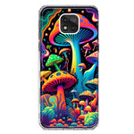 Motorola Moto G Power 2021 Neon Rainbow Psychedelic Indie Hippie Mushrooms Hybrid Protective Phone Case Cover