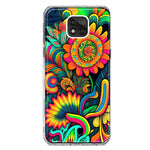 Motorola Moto G Power 2021 Neon Rainbow Psychedelic Indie Hippie Sunflowers Hybrid Protective Phone Case Cover