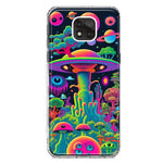 Motorola Moto G Power 2021 Neon Rainbow Psychedelic UFO Alien Planet Hybrid Protective Phone Case Cover