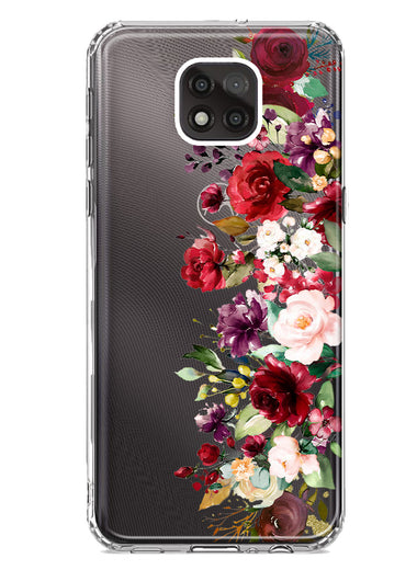 Motorola Moto G Power 2021 Red Summer Watercolor Floral Bouquets Ruby Flowers Hybrid Protective Phone Case Cover
