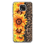 Motorola Moto G Power 2021 Yellow Summer Sunflowers Brown Leopard Honeycomb Hybrid Protective Phone Case Cover